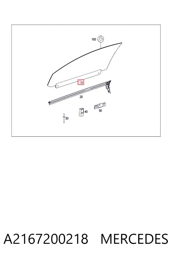 Cristal de puerta delantera derecha A2167200218 Mercedes