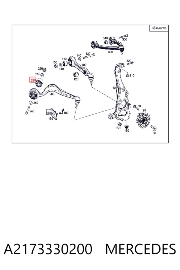 Silentblock del brazo de suspensión A2173330200 Mercedes