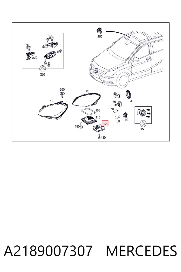 Módulo de control de luces de faros (ECU) A2189007307 Mercedes