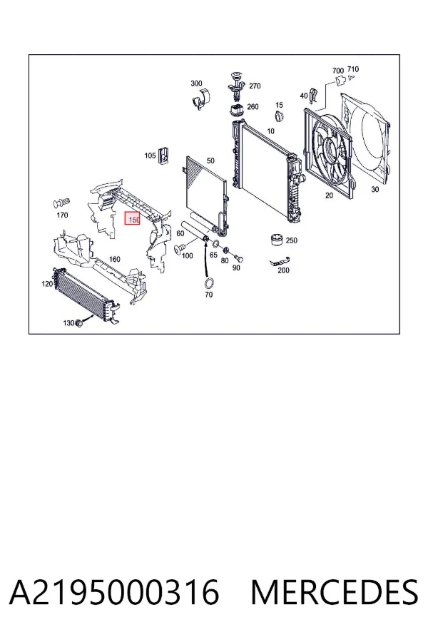 Deflector de aire del radiador A2195000316 Mercedes