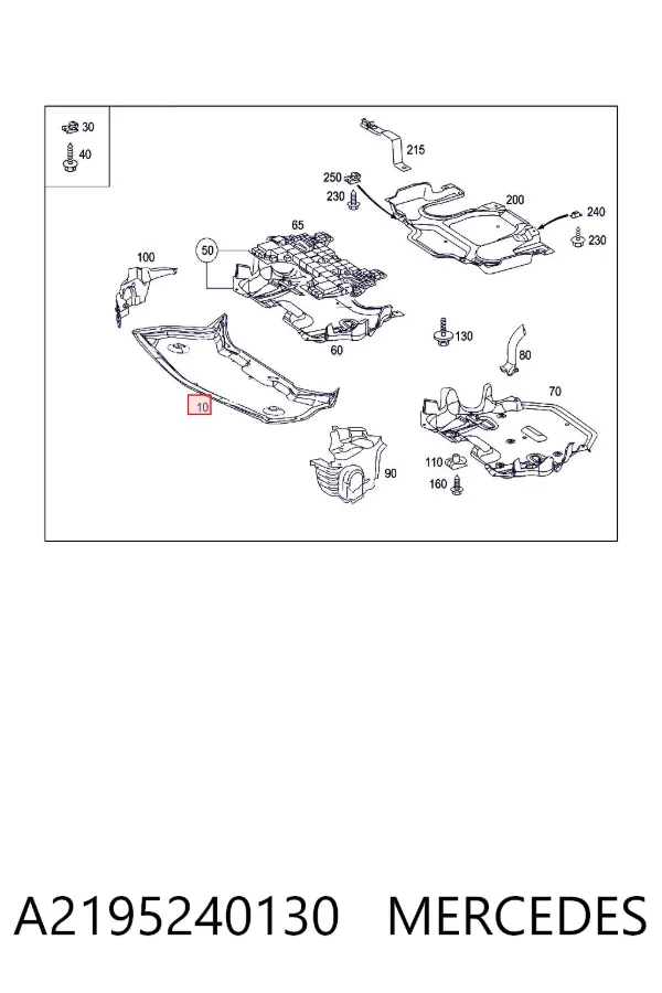 Protección motor / empotramiento A2195240130 Mercedes