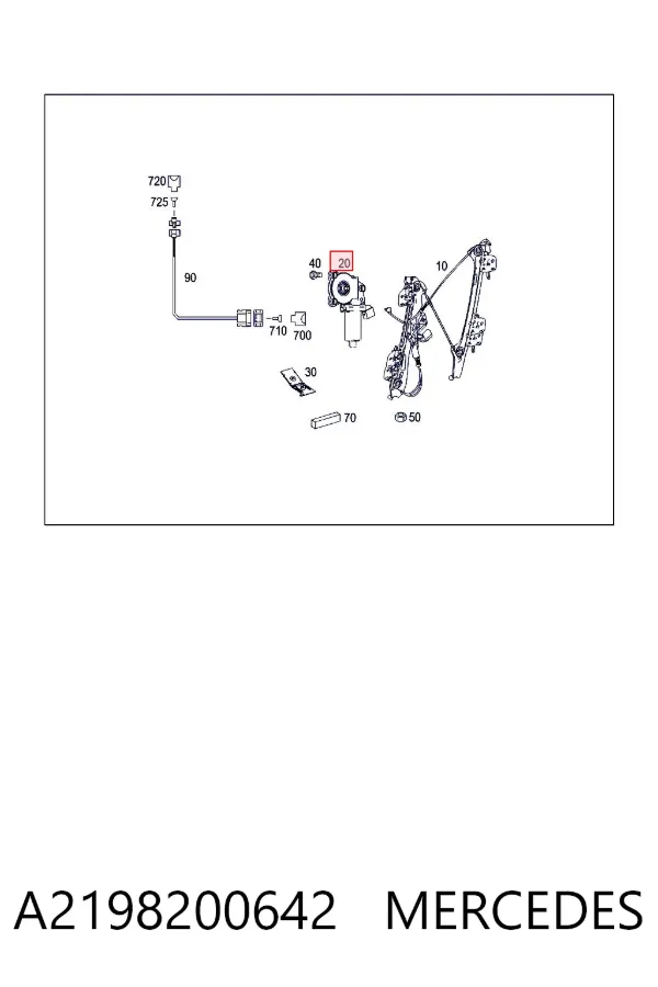 Motor del elevalunas de la puerta delantera derecha A2198200642 Mercedes