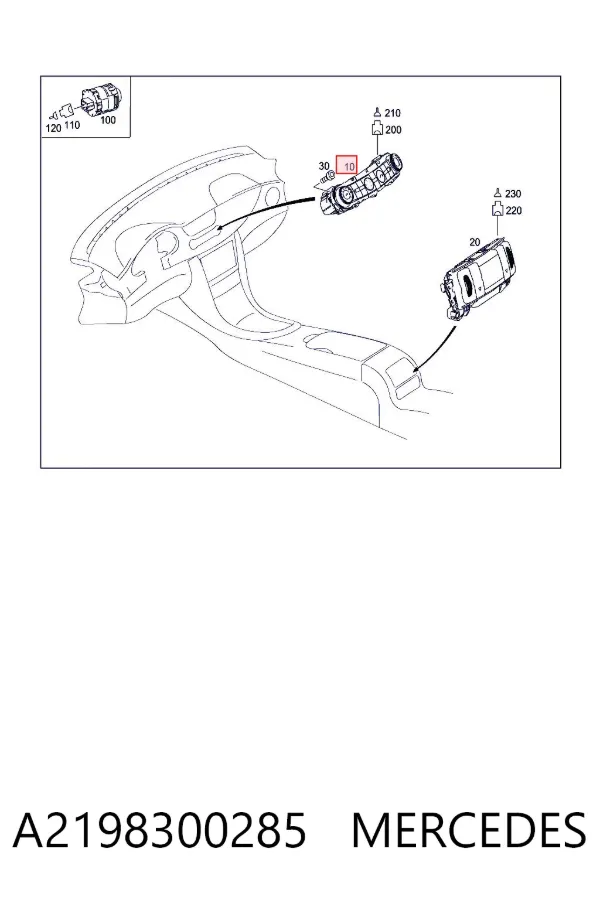 Unidad de control aire acondicionado A2198300285 Mercedes