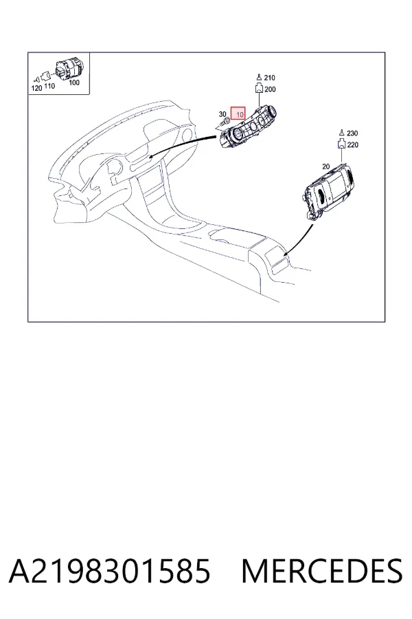 Unidad de control aire acondicionado A2198301585 Mercedes