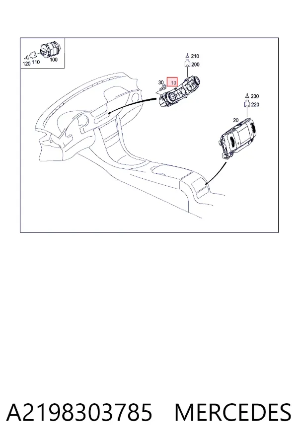 Unidad de control aire acondicionado A2198303785 Mercedes