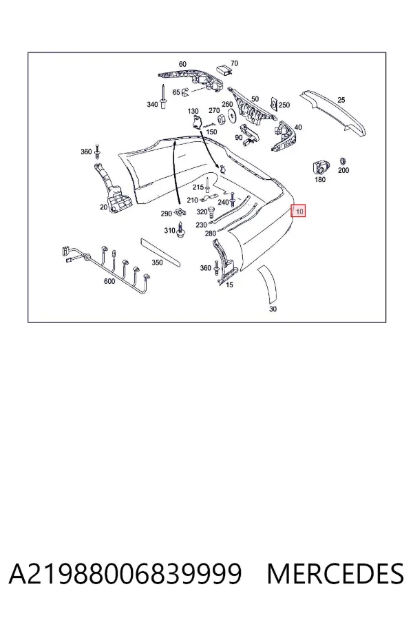 Parachoques trasero A21988006839999 Mercedes