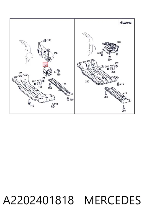 Taco de caja de cambios A2202401818 Mercedes