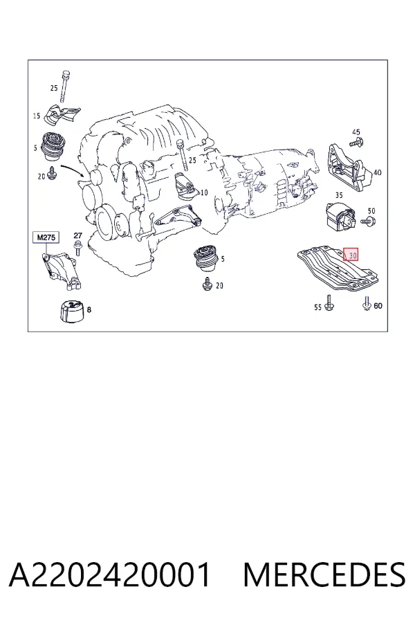 Soporte de la caja de cambios A2202420001 Mercedes