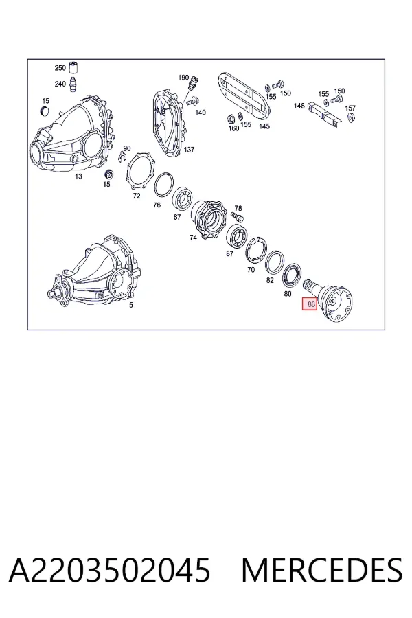 Brida del diferencial trasero para semieje A2203502045 Mercedes