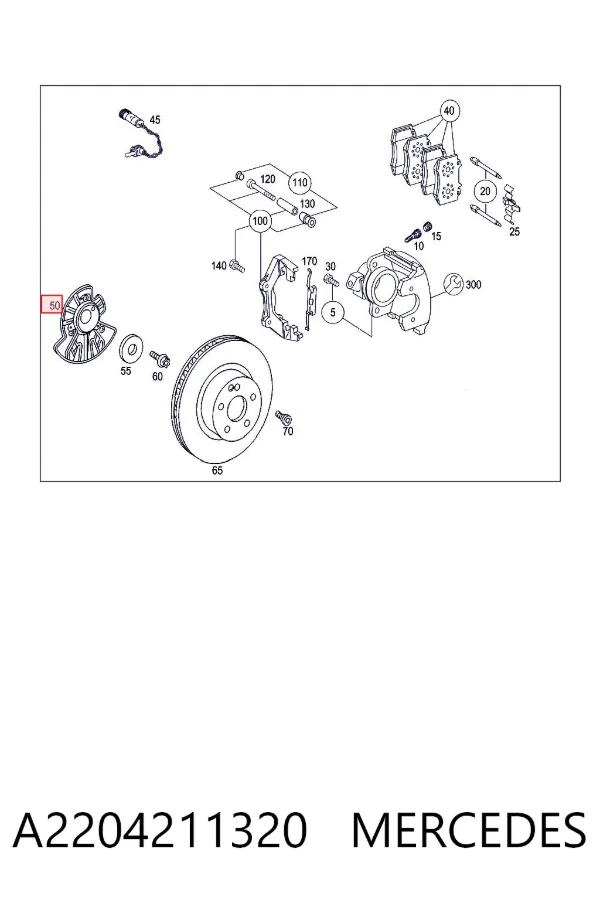 Protector del disco de freno delantero izquierdo A2204211320 Mercedes