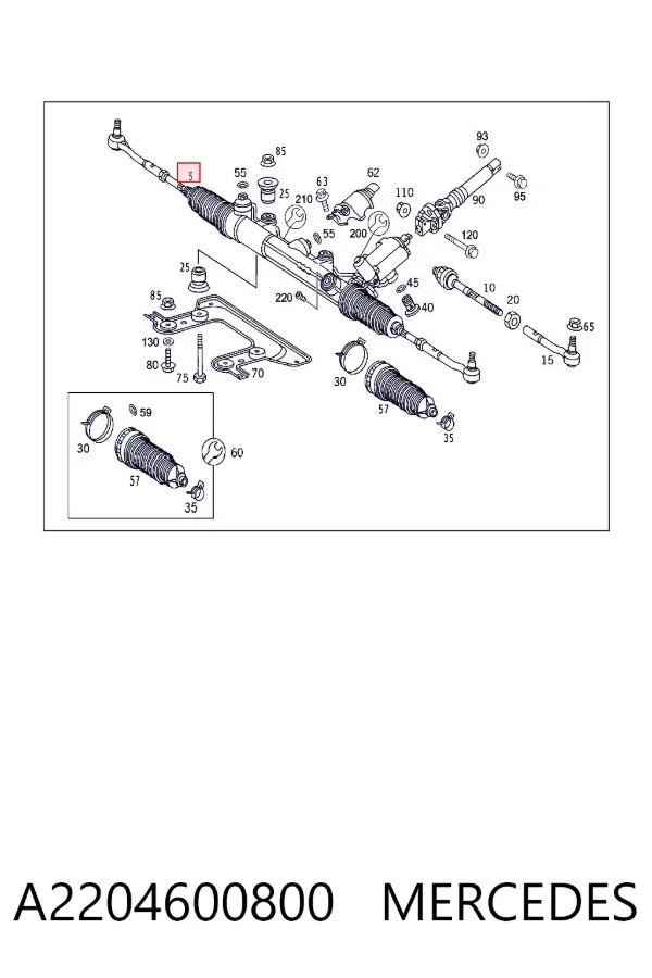 Cremallera de dirección A2204600800 Mercedes
