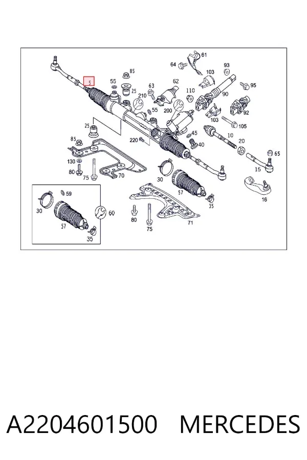 Cremallera de dirección A2204601500 Mercedes