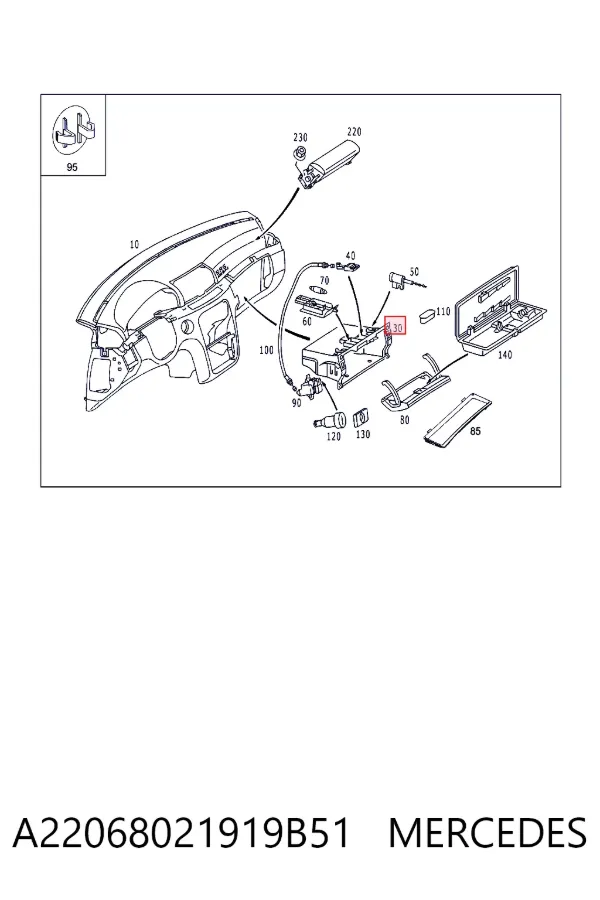 Guantera A22068021919B51 Mercedes
