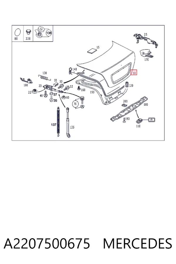 Tapa maletero A2207500675 Mercedes