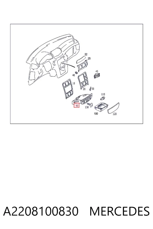 Cenicero de tablero A2208100830 Mercedes