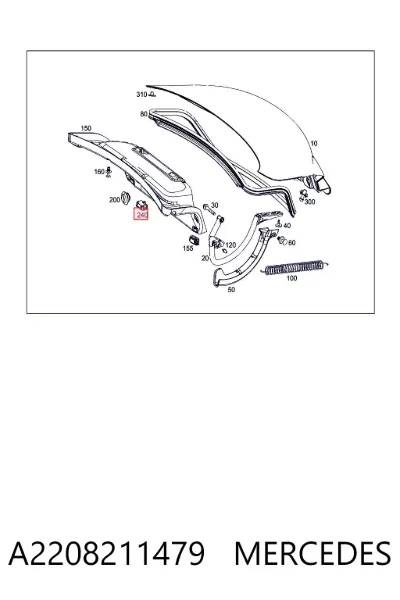 Botón interior de apertura de maletero MERCEDES A2208211479