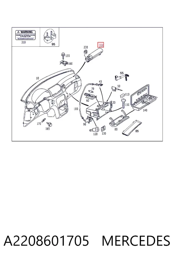 Airbag lateral A2208601705 Mercedes