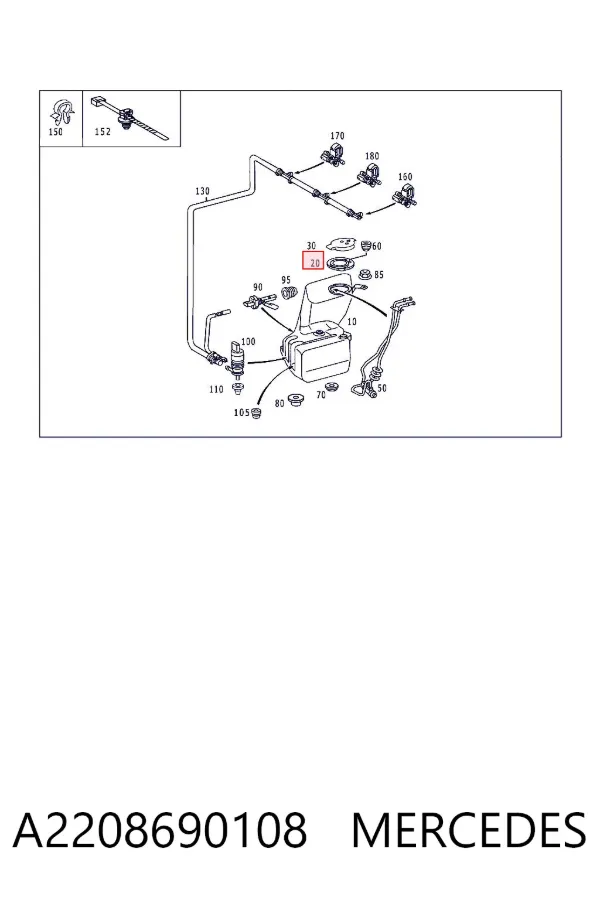 Deposito de limpiaparabrisas A2208690108 Mercedes