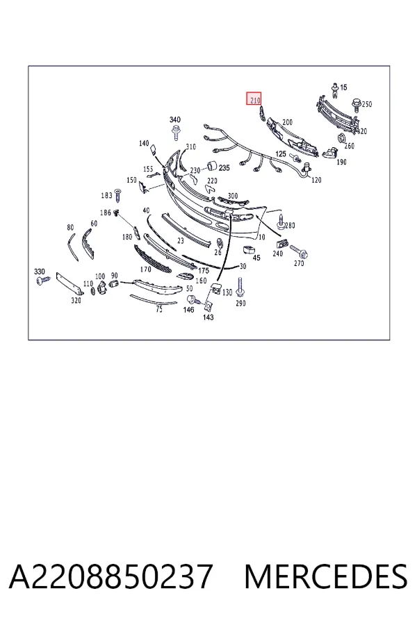 Absorbedor del parachoques delantero A2208850237 Mercedes