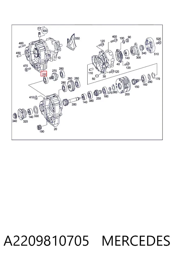 Cojinete interno del cubo de rueda delantera A2209810705 Mercedes