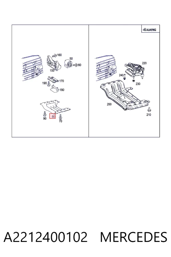 Soporte de la caja de cambios A2212400102 Mercedes
