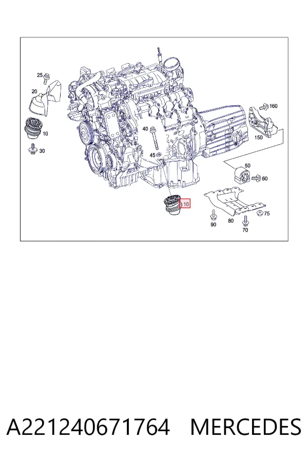 Soporte de motor derecho A221240671764 Mercedes