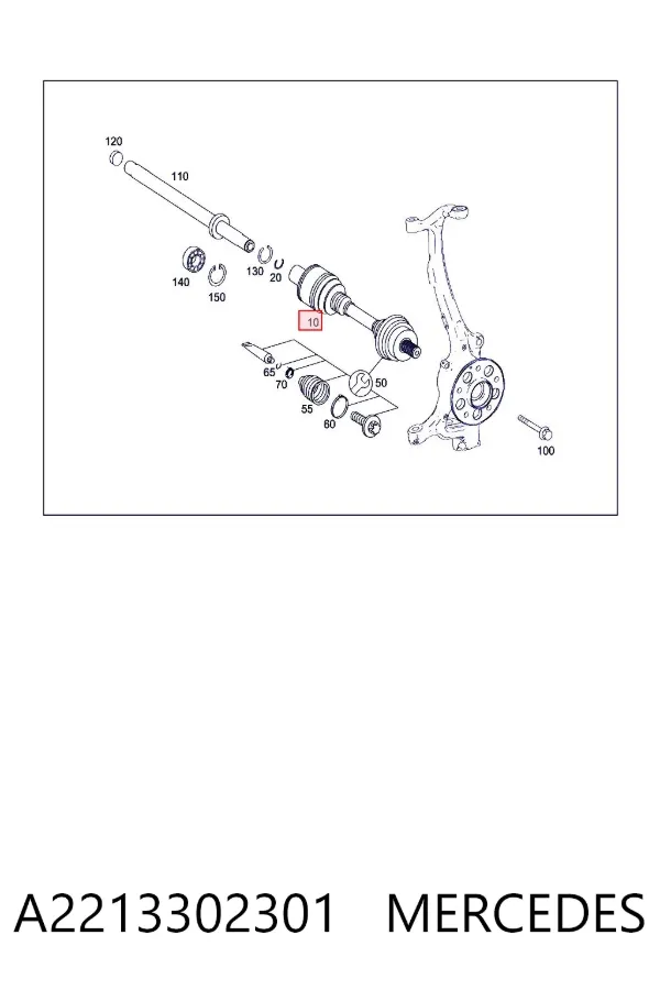 Semieje delantero derecho A2213302301 Mercedes