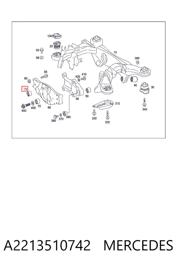 Silentblock delantero del soporte de la traviesa del diferencial trasero A2213510742 Mercedes