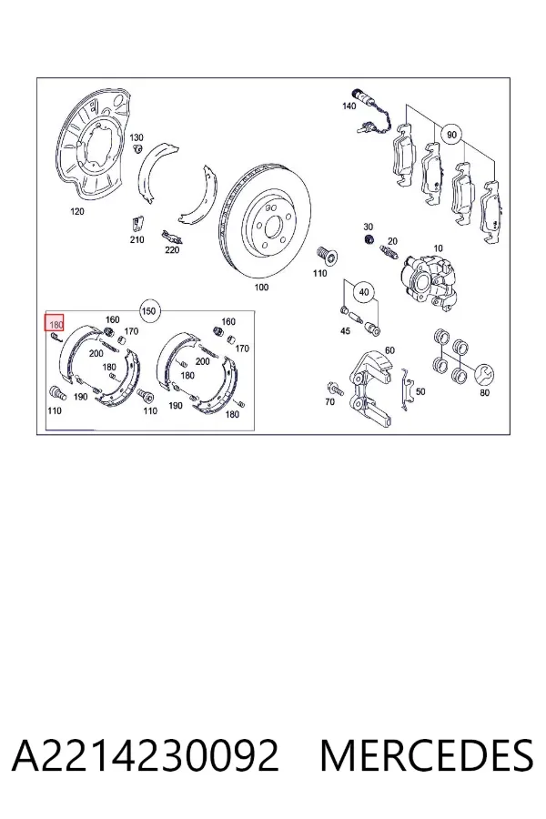 Kit reparación del freno de mano A2214230092 Mercedes