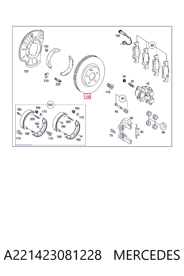 Disco de freno trasero A221423081228 Mercedes