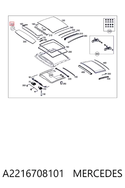 Sellador adhesivo para cristales MERCEDES A2216708101