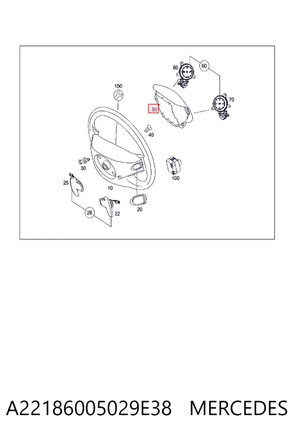 Airbag de volante A22186005029E38 Mercedes