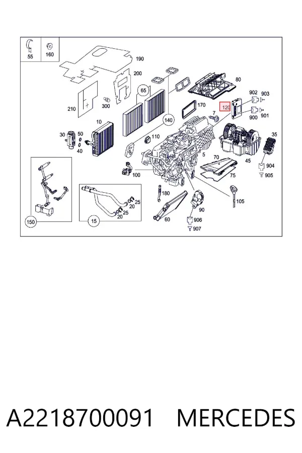 Módulo de control de climatización A2218700091 Mercedes