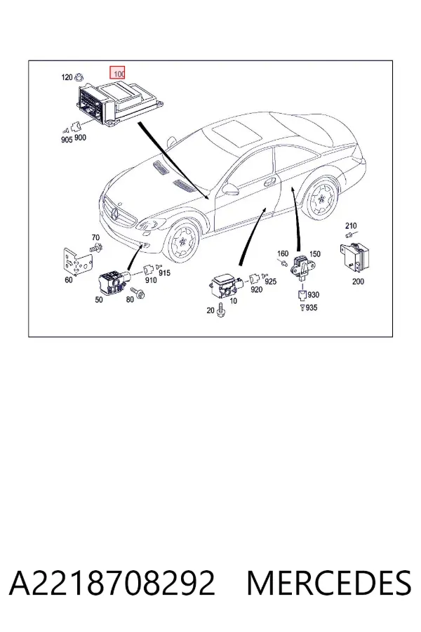Módulo de control de airbag A2218708292 Mercedes