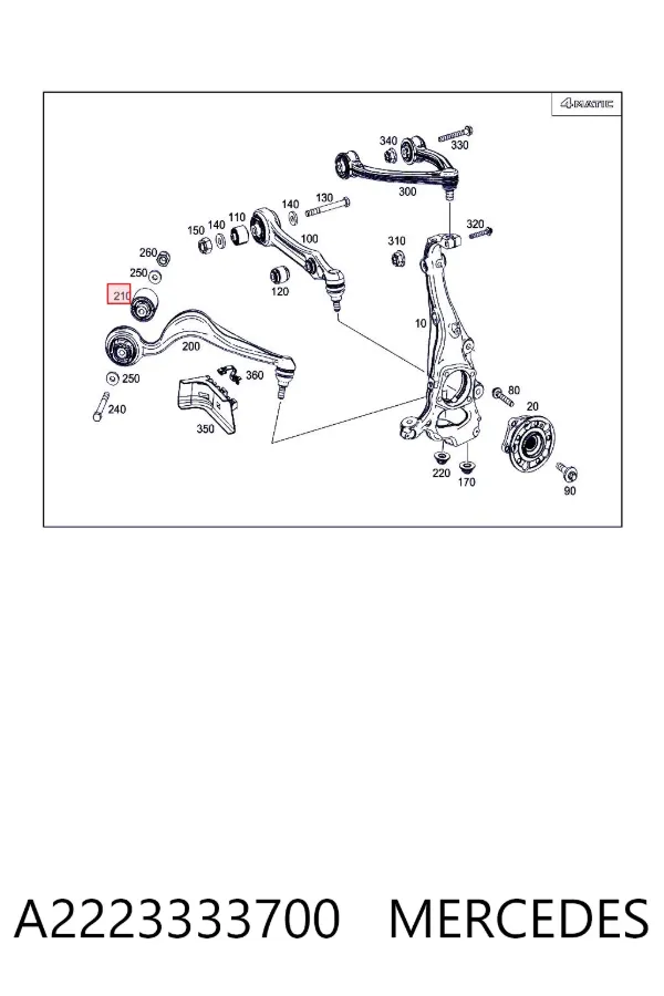 Silentblock del brazo de suspensión A2223333700 Mercedes