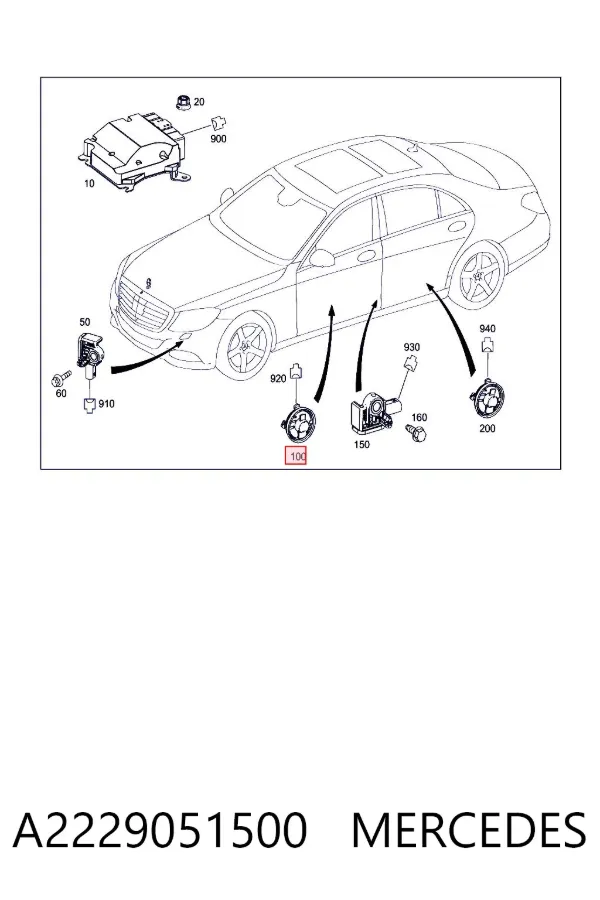 Sensor de airbag delantero A2229051500 Mercedes