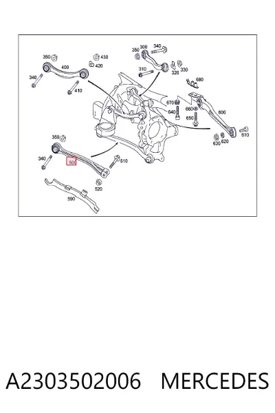 Barra transversal de la suspensión trasera MERCEDES A2303502006
