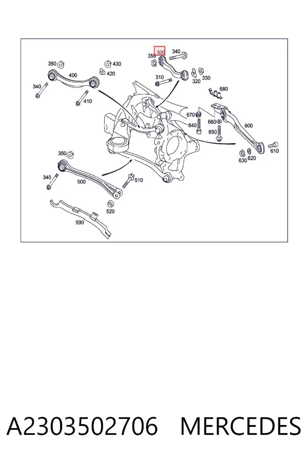 Brazo superior izquierdo de la suspensión trasera A2303502706 Mercedes