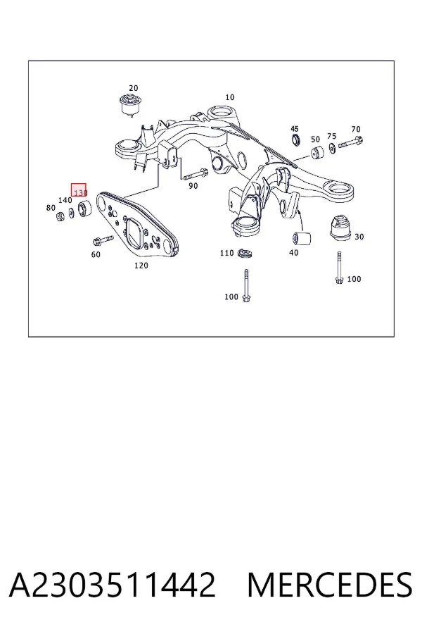 Silentblock delantero del soporte de la traviesa del diferencial trasero A2303511442 Mercedes