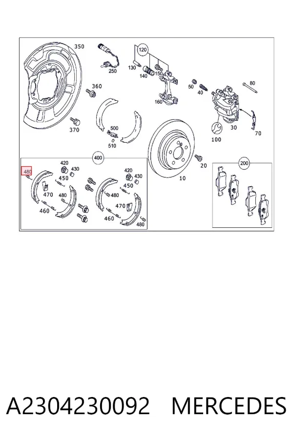 Kit reparación del freno de mano A2304230092 Mercedes