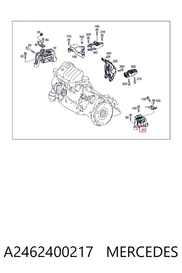 Soporte izquierdo del motor A2462400217 Mercedes