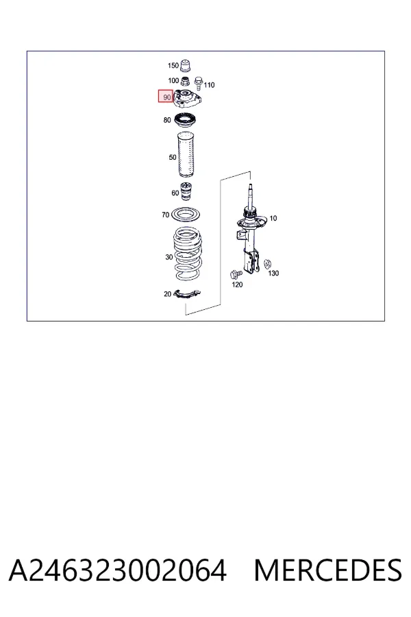 Soporte del amortiguador delantero A246323002064 Mercedes