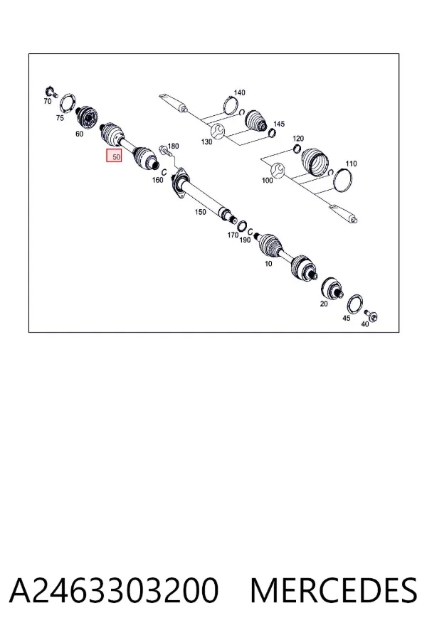 Semieje delantero derecho A2463303200 Mercedes