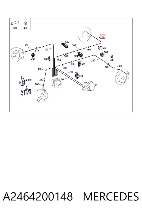 Latiguillo de freno trasero A2464200148 Mercedes