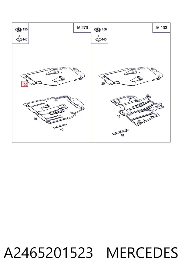 Protección motor / empotramiento A2465201523 Mercedes