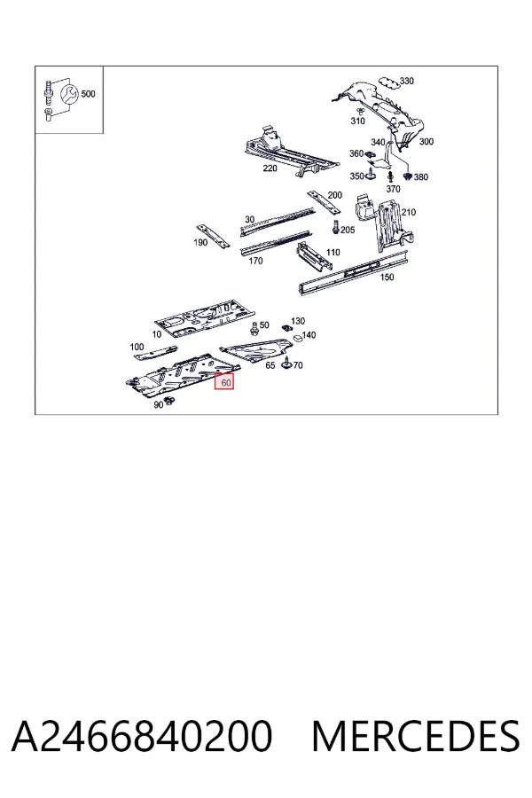 Protección inferior derecha A2466840200 Mercedes