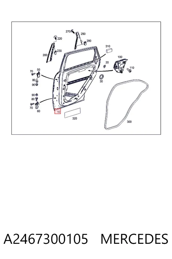Puerta trasera izquierda A2467300105 Mercedes