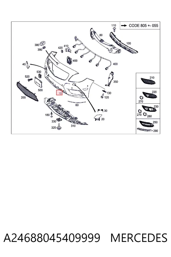 Paragolpes A24688045409999 Mercedes