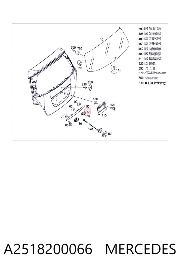 Luz matricula A2518200066 Mercedes