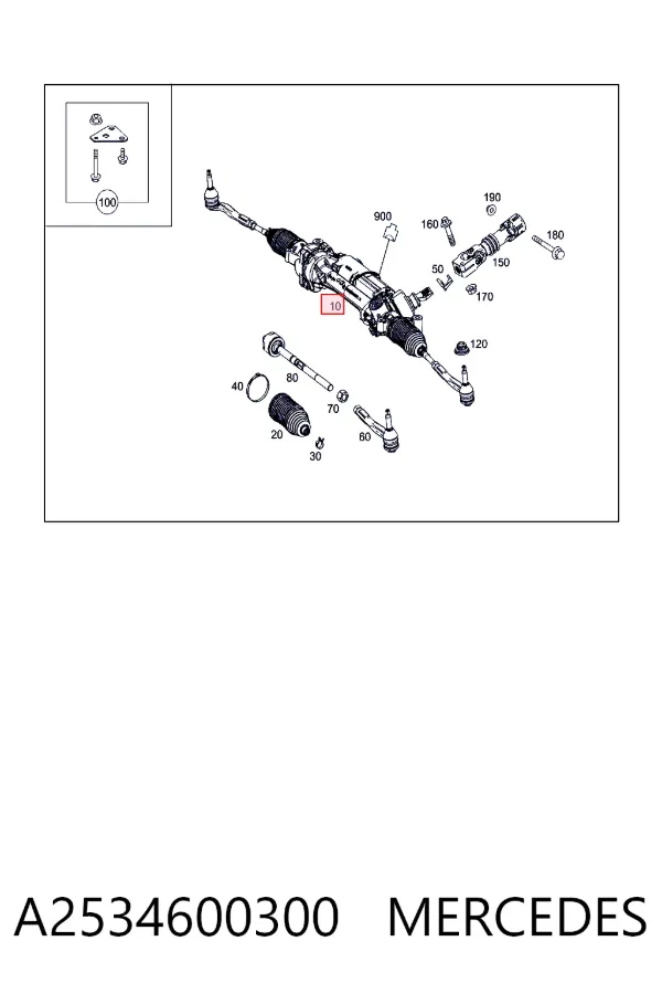 Cremallera de dirección A2534600300 Mercedes